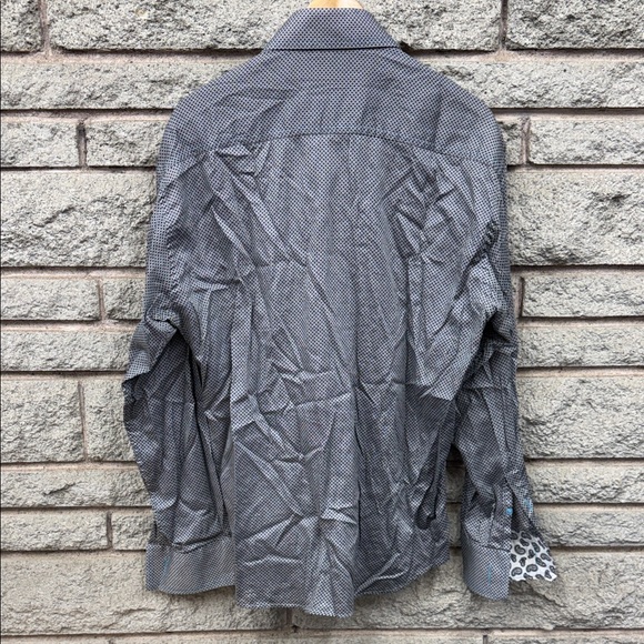 Men's Gray Patterned Button-Down Shirt - Picture 6 of 6